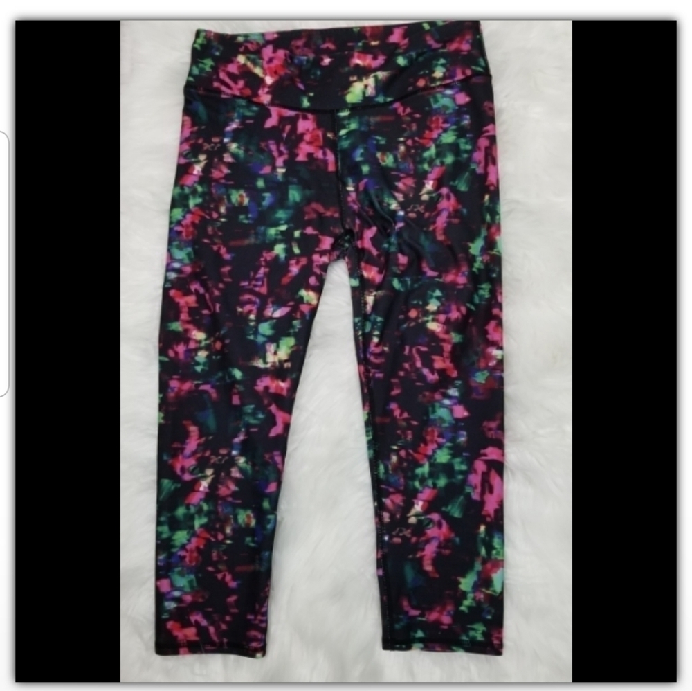 Fabletics Multicolor Abstract Print Leggings - Black, Pink, Green, Blue